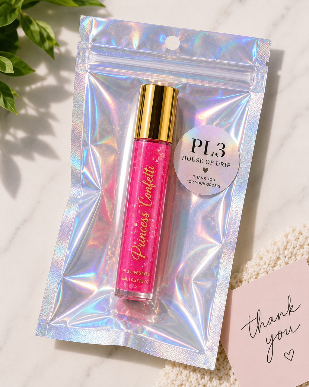 PL3 House of Drip Princess Confetti Clear Lip Gloss – 8 mL